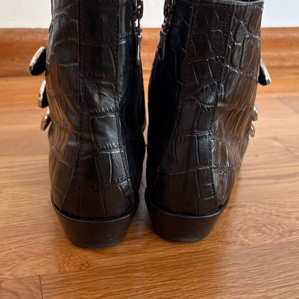 Modern Vice Black Leather Buckle Ankle Boots 8.5 - Picture 3 of 8